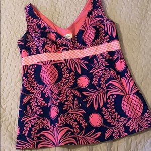 Lily Pulitzer navy and pink pineapple tank